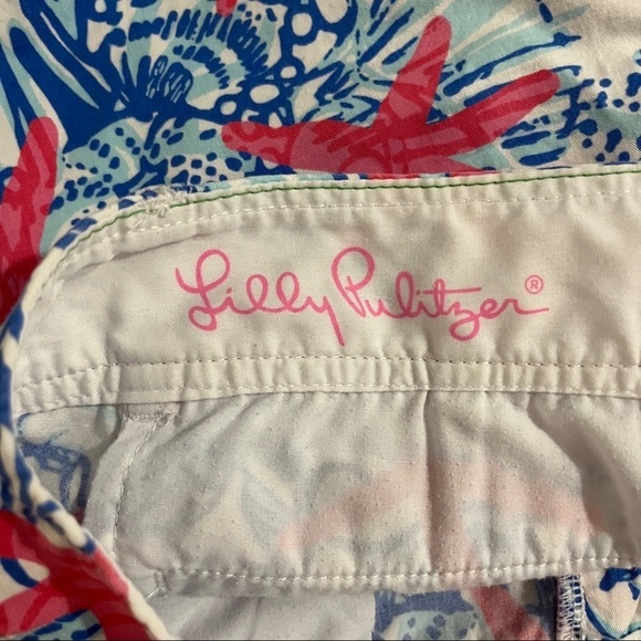 Lilly Pulitzer She She Shells Callahan Shorts Size 2 Starfish Shells Blue Red - Picture 6 of 9